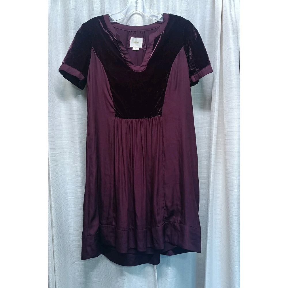 Maeve Anthropologie Womens XS Burgundy Ingrid Velvet Swing Tunic Mini Dress